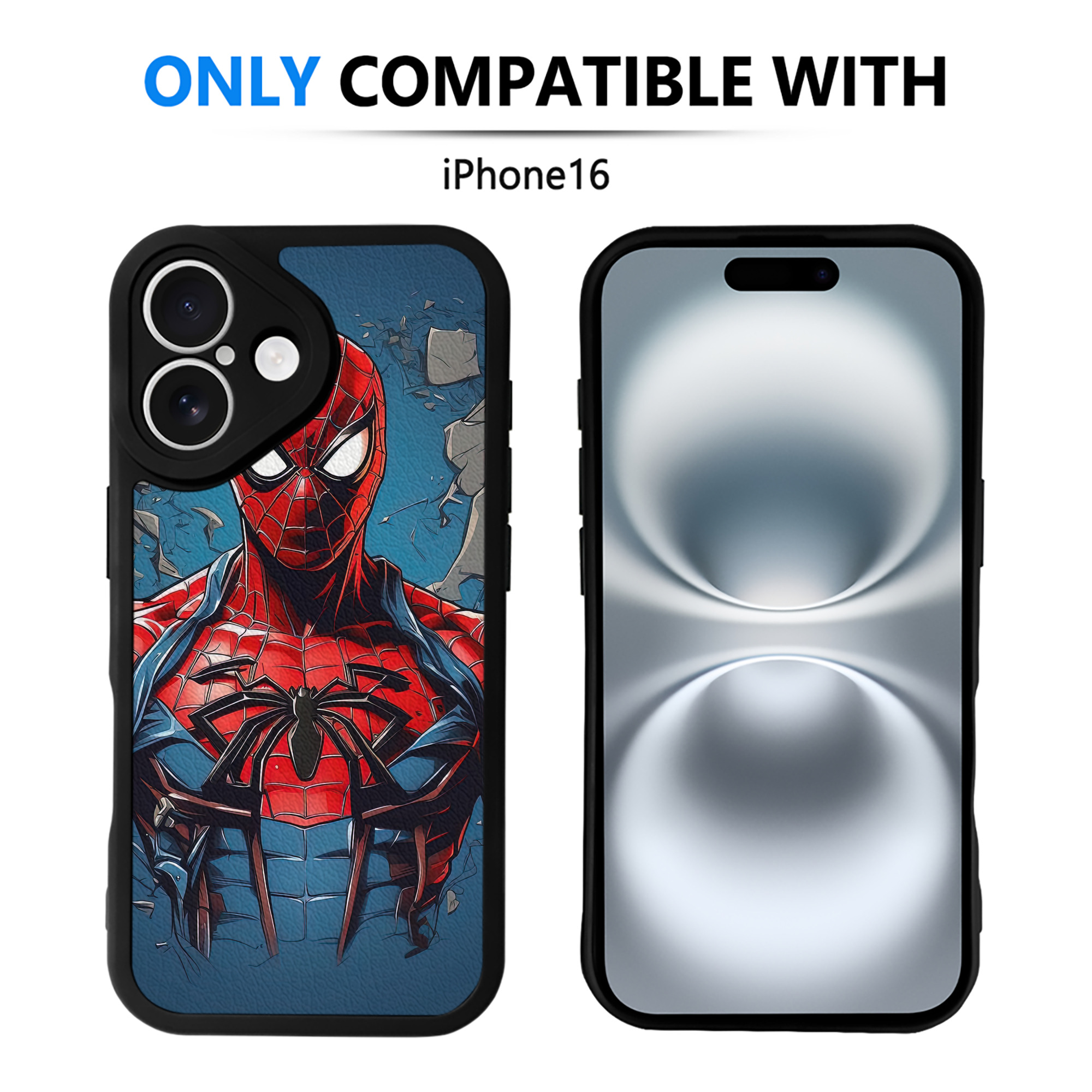 （画像用） Spider Man スパイダーマン 【iPhone 16シリーズ対応】シリコンスマホケース（レザー調） 材質：シリコン
